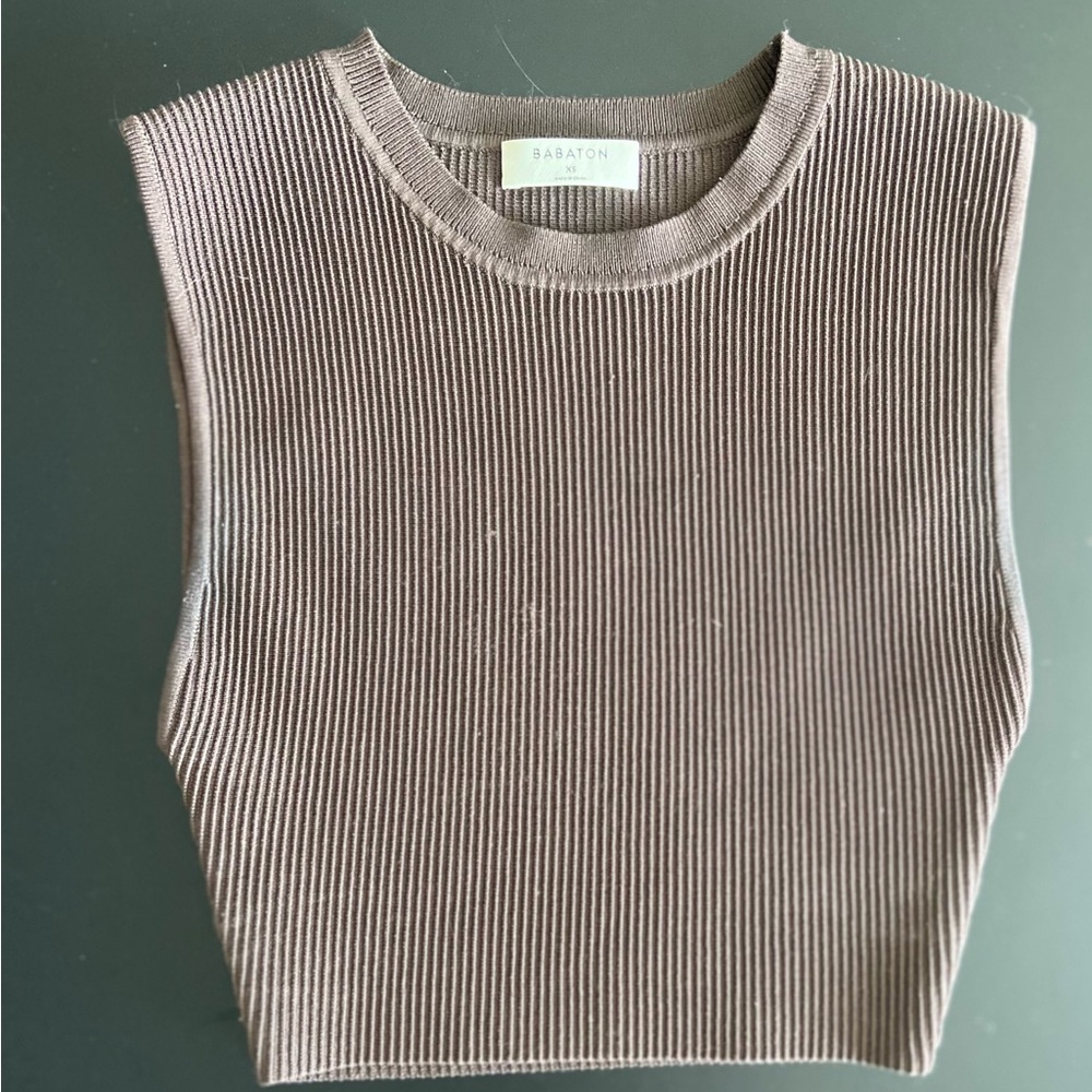 Babaton Brown Ribbed Women's Top